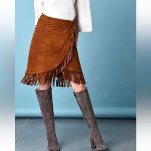 Italian Suede Skirt Size L Made in Italy